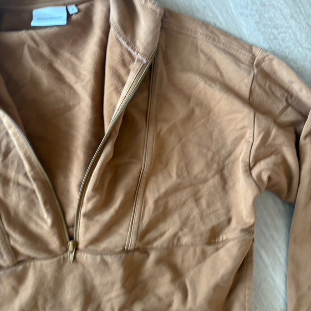 Richer Poorer Terry Half Zip Pullover Mustard Brown Small Crop - Picture 5 of 6